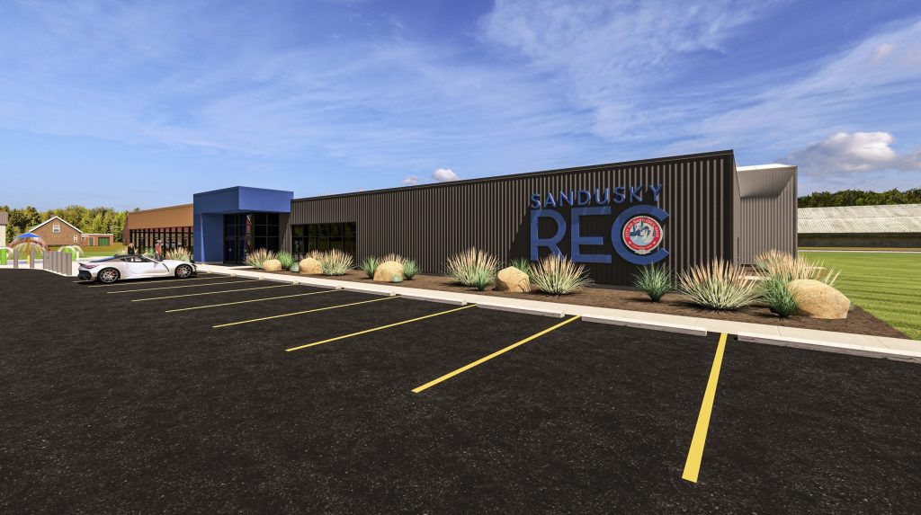 digital rendering of the outside of the Sandusky Recreation Center