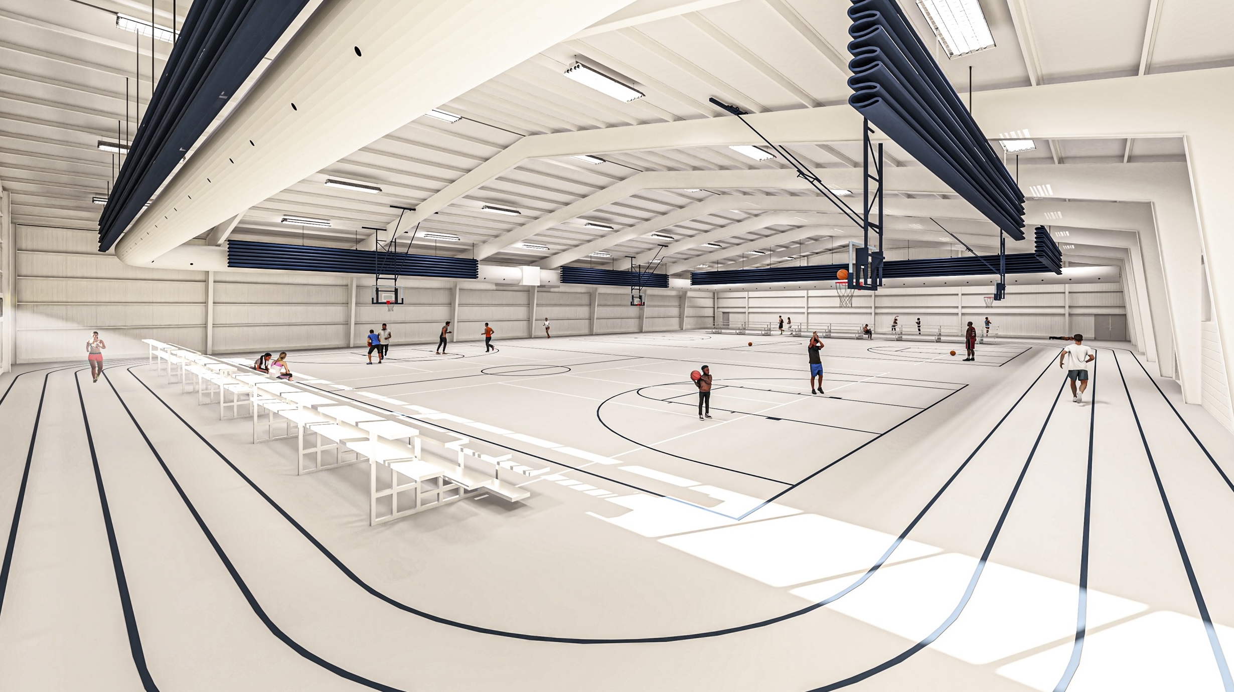 digital rendering of the indoor gym in the Sandusky Recreation Center