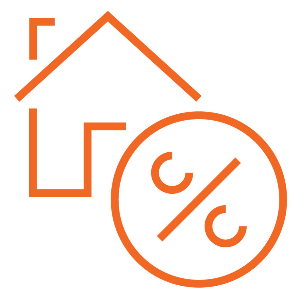 building with percentage icon